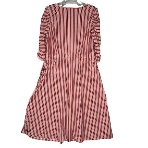 Matilda Jane pink Red White Striped Pullover V Neck Button Front Dress Size L - Picture 7 of 8
